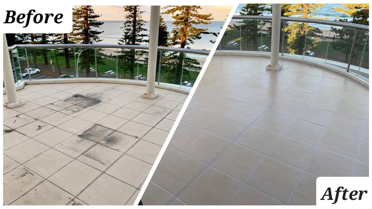 before and after clear waterproofing membrane