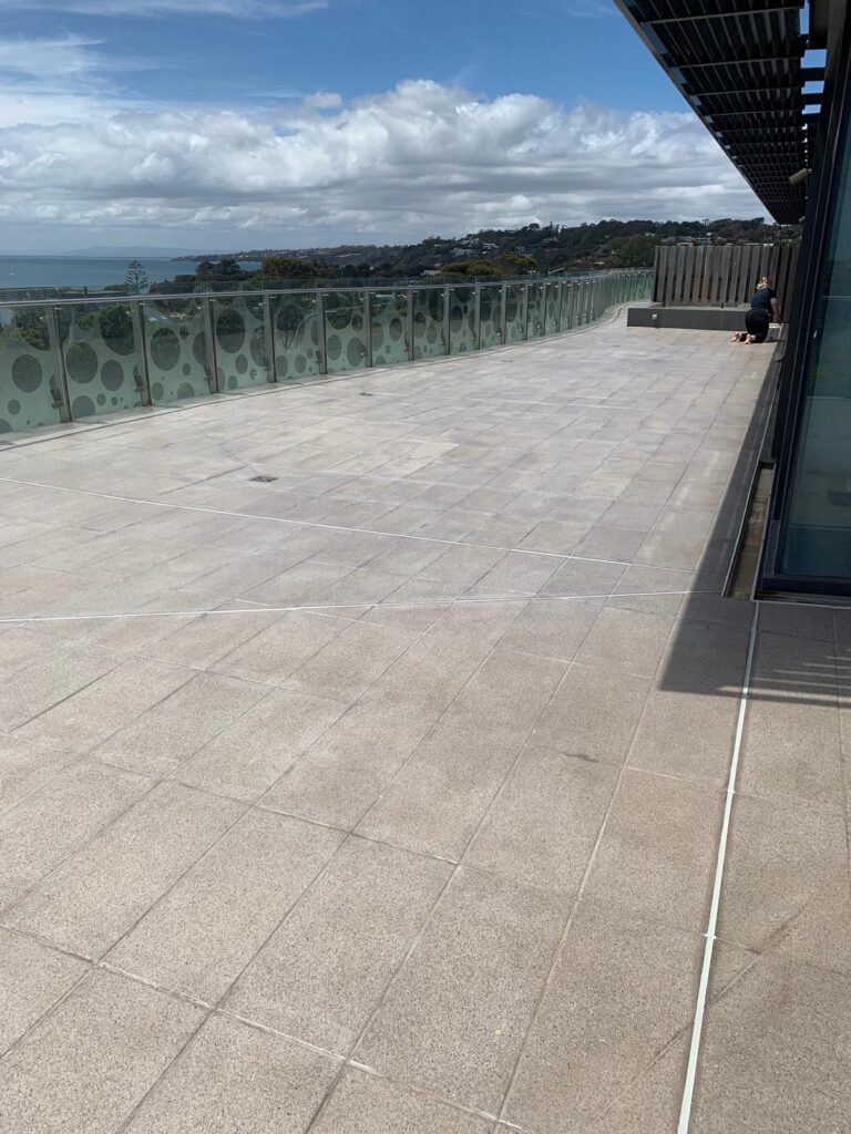 leaky concrete balcony waterproofed with clear waterproofing membrane